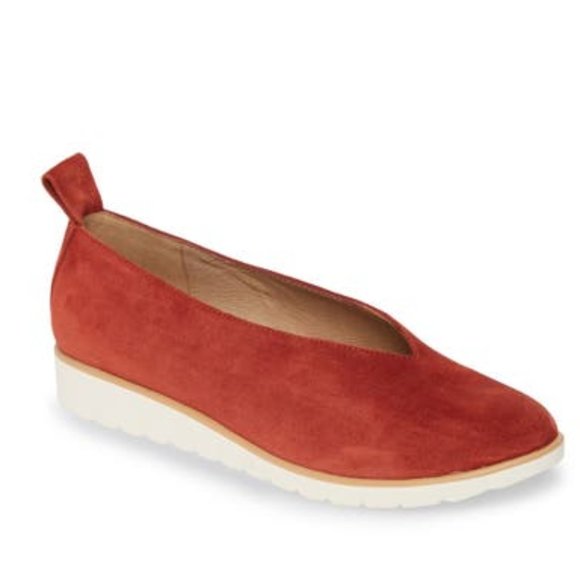 Eileen Fisher Humor Suede Leather Wedge Flats 10